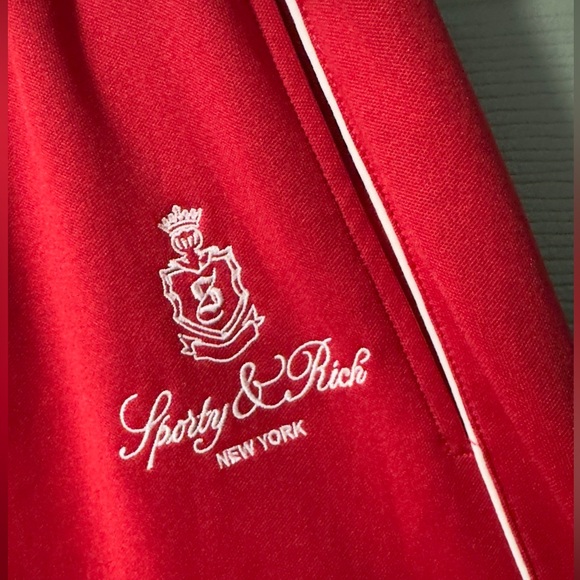 ❤️ SPORTY & RICH NEW YORK RED WOMEN'S TRACK SUIT SET JACKET PANTS MEDIUM - Picture 12 of 13